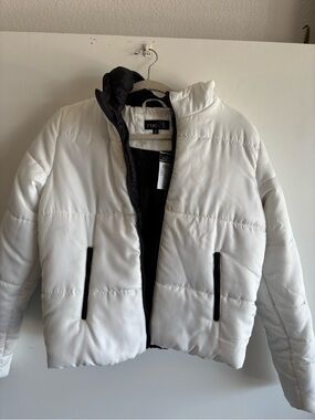 NWT Rue21 White Puffer Jacket with Black Trim